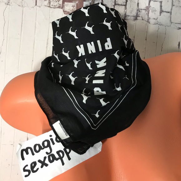 VS PINK 2 PC BANDANA SET HEADBAND LOGO HANKERCHIEF - Picture 3 of 5